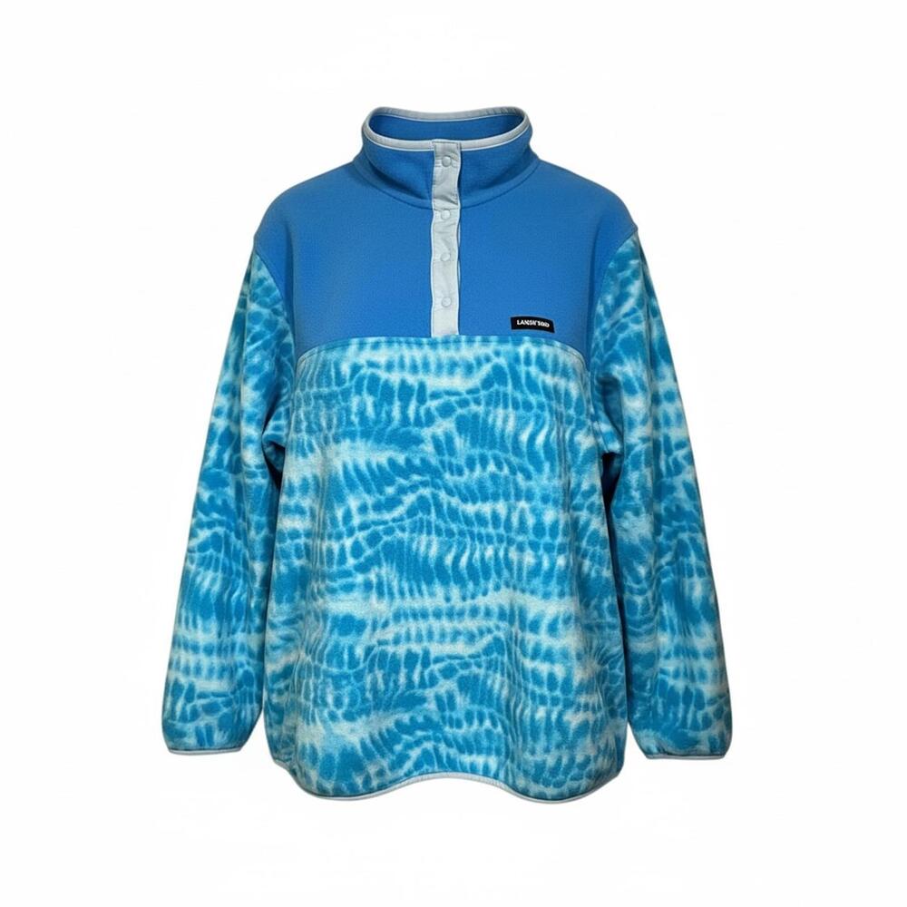 Lands' End Women's Blue Tie-Dye Fleece Pullover Jacket Size 3X